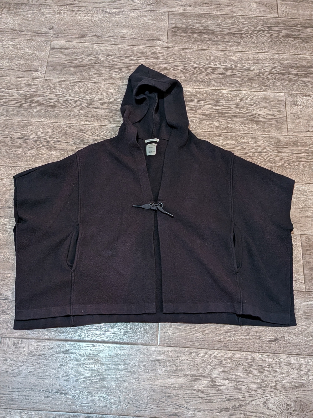 Zara Kids Hooded Knit Poncho Sweater Black 11-12